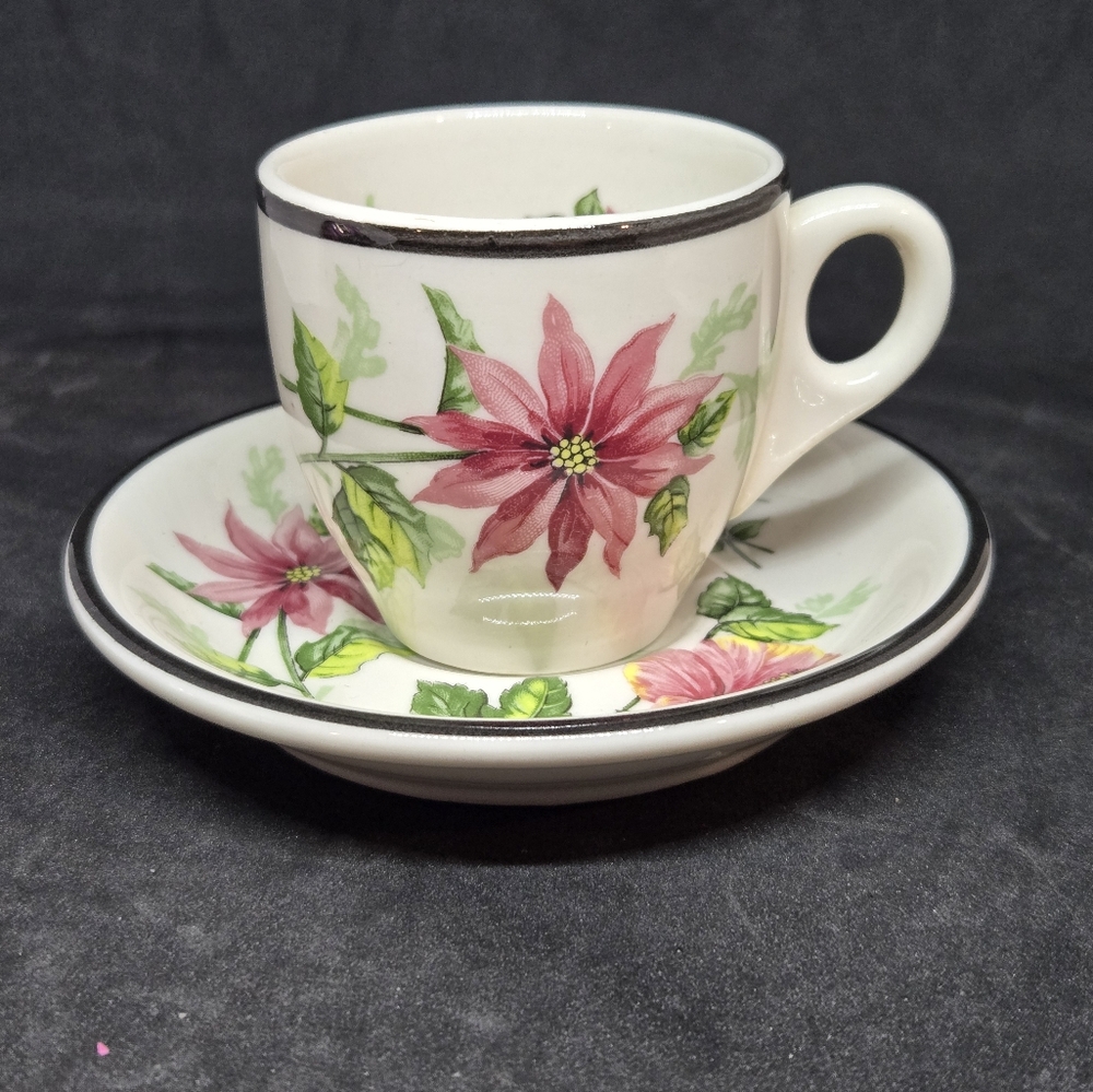 Syracuse China Restaraunt Ware Floral Tea Cup and Saucer